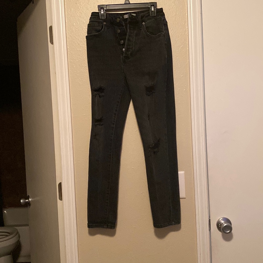 Button front jeans